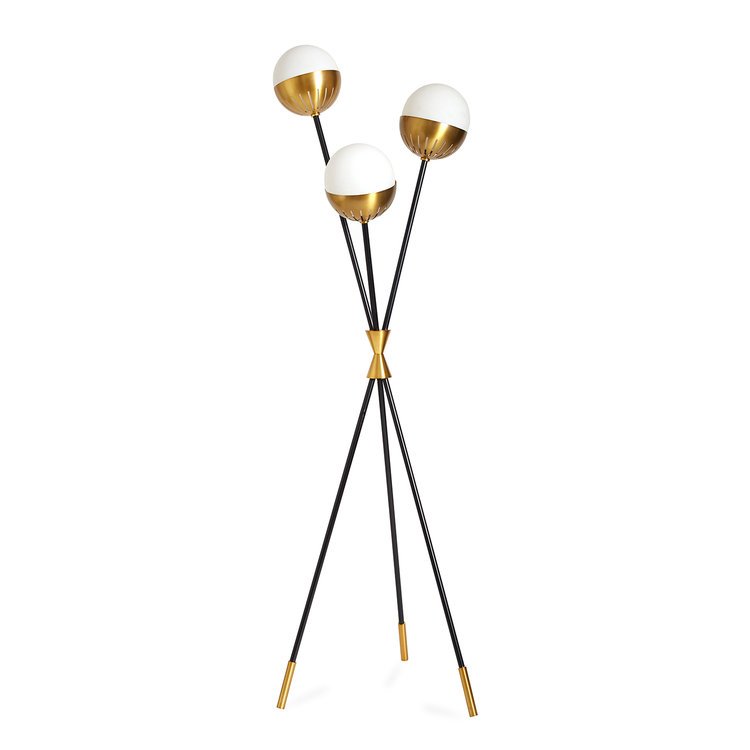 Торшер Caracas Tripod Floor Lamp Черный Белый Латунь Торшер Caracas Tripod Floor Lamp Черный Белый Латунь в Костроме | Loft Concept