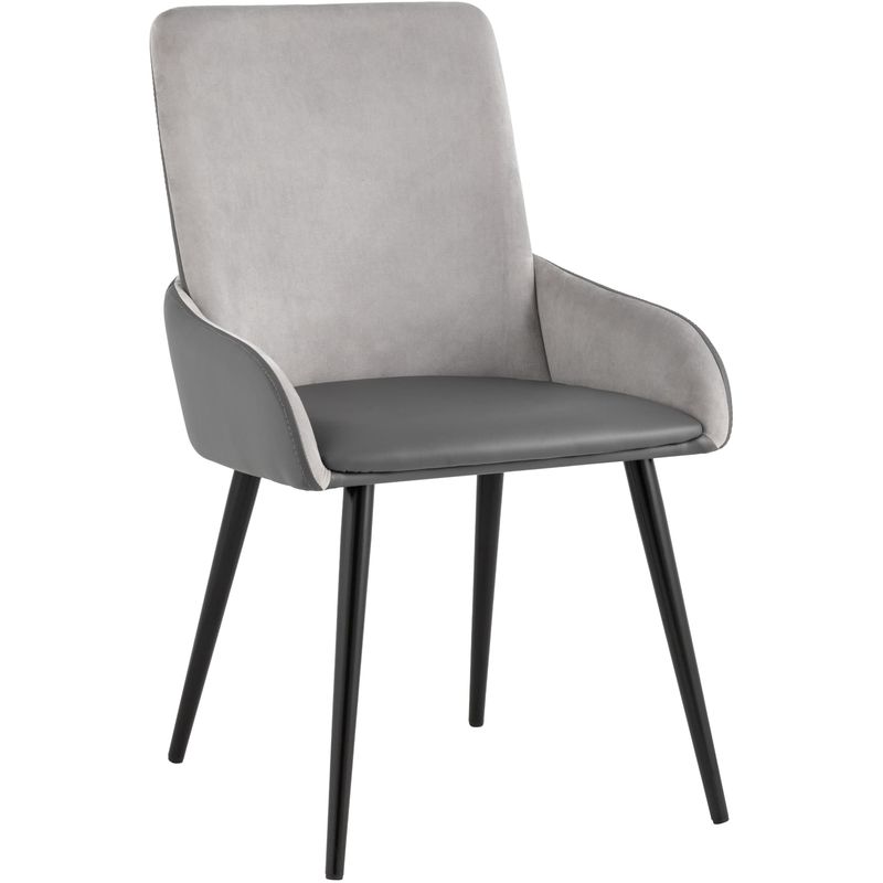 Стул Munchen Chair Серая Экокожа Серый Велюр Серый Черный Стул Munchen Chair Серая Экокожа Серый Велюр Серый Черный в Костроме | Loft Concept