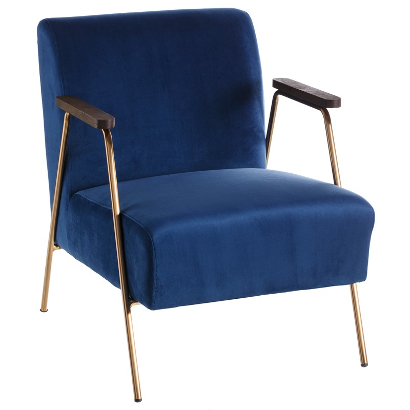 Кресло Domitila Armchair blue Синий Золотой Коричневый Кресло Domitila Armchair blue Синий Золотой Коричневый в Костроме | Loft Concept