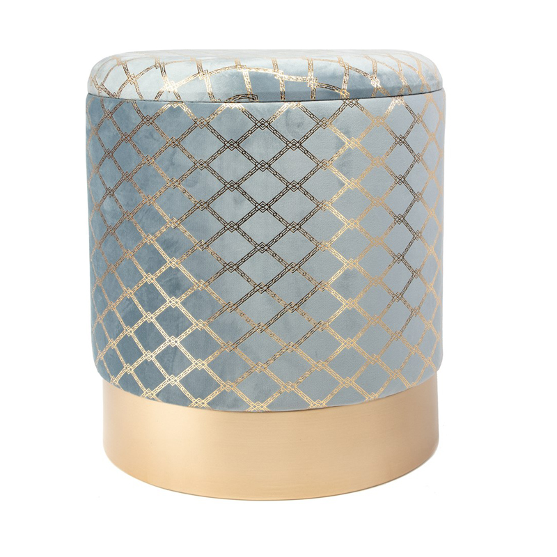 Пуф PUF Upholstery Gold Mesh голубой Голубой Золотой Пуф PUF Upholstery Gold Mesh голубой Голубой Золотой в Костроме | Loft Concept