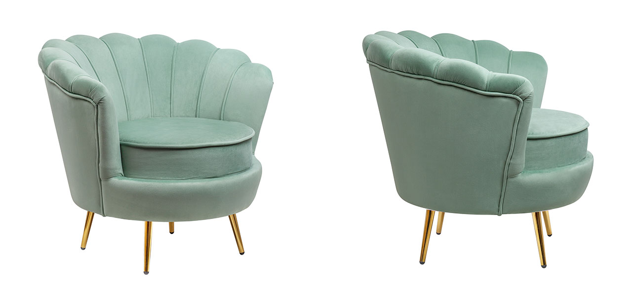 Кресло велюр зеленый Green Flower - фото