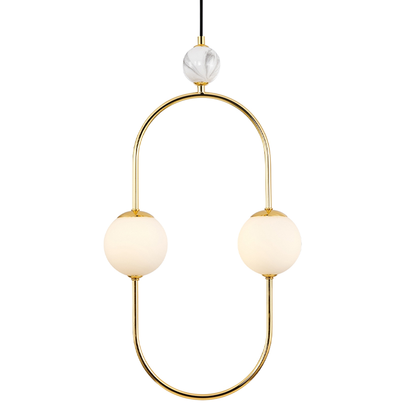 Подвесной светильник White Marble Decor 2 Лампы Белый Золотой Черный Белый Мрамор Bianco Подвесной светильник White Marble Decor 2 Лампы Белый Золотой Черный Белый Мрамор Bianco в Костроме | Loft Concept