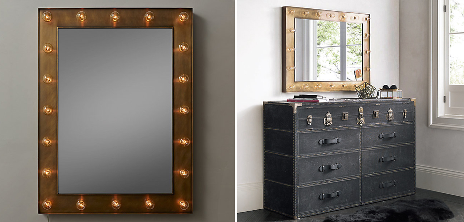 Зеркало с подсветкой Restoration Hardware ILLUMINATED Mirror brass Зеркало с подсветкой Restoration Hardware ILLUMINATED Mirror brass - Loft-Concept в Костроме