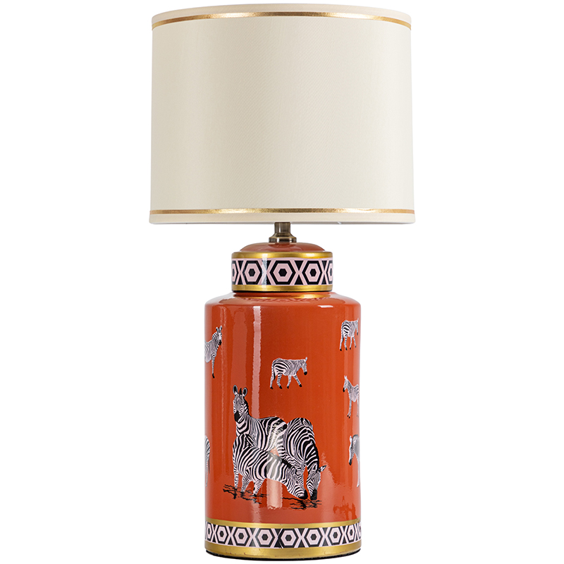 Настольная лампа Zebra Orange Lampshade Оранжевый Черно-белый Бежевый Золотой Настольная лампа Zebra Orange Lampshade Оранжевый Черно-белый Бежевый Золотой в Костроме | Loft Concept