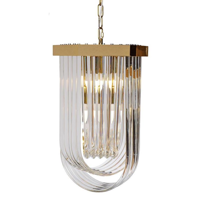 Люстра Retro FROZEN GLASS gold 4 lamp Глянцевое золото Люстра Retro FROZEN GLASS gold 4 lamp Глянцевое золото в Костроме | Loft Concept