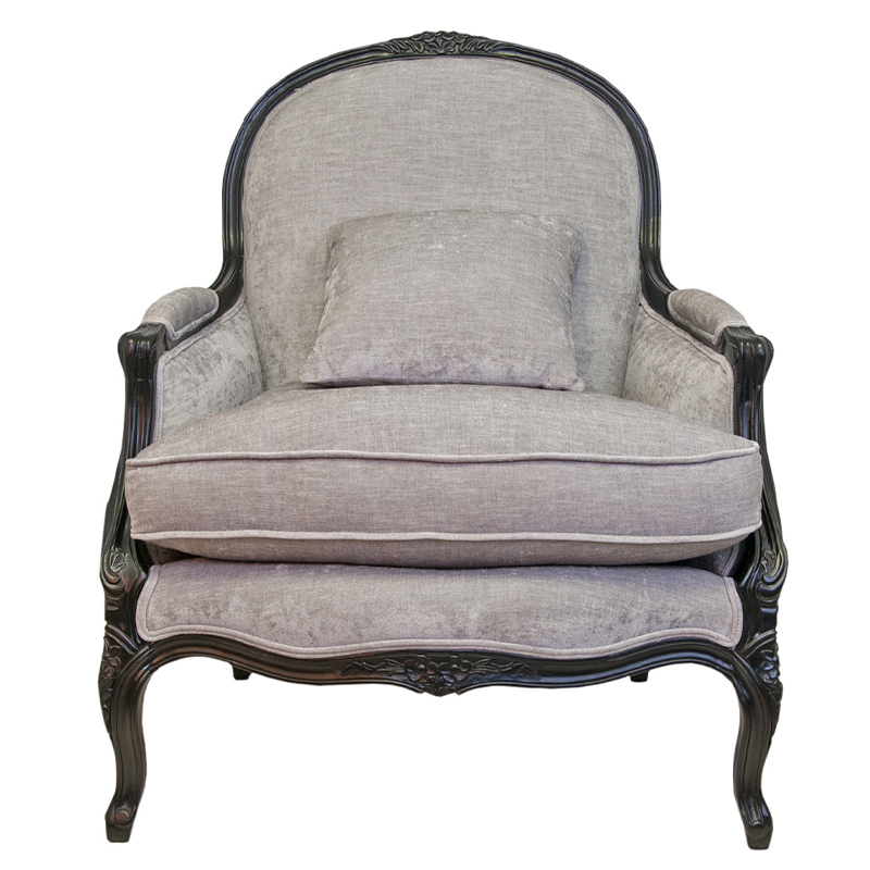 Кресло Ava Classical Armchair black and grey velour Серый Черный в Костроме | Loft Concept 