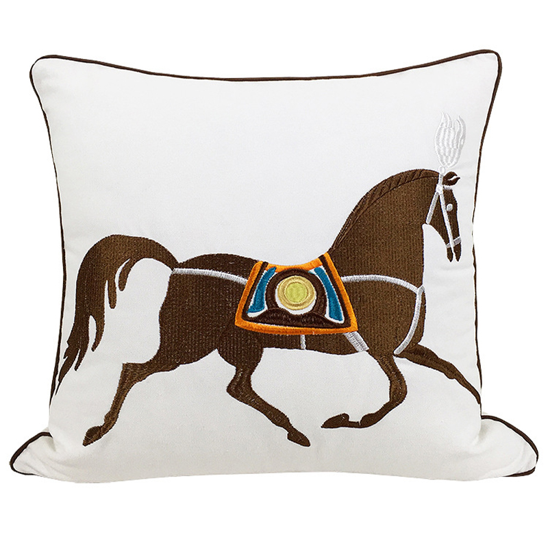 Декоративная подушка Hermes Horse Pillow Белый Коричневый Мульти Декоративная подушка Hermes Horse Pillow Белый Коричневый Мульти в Костроме | Loft Concept