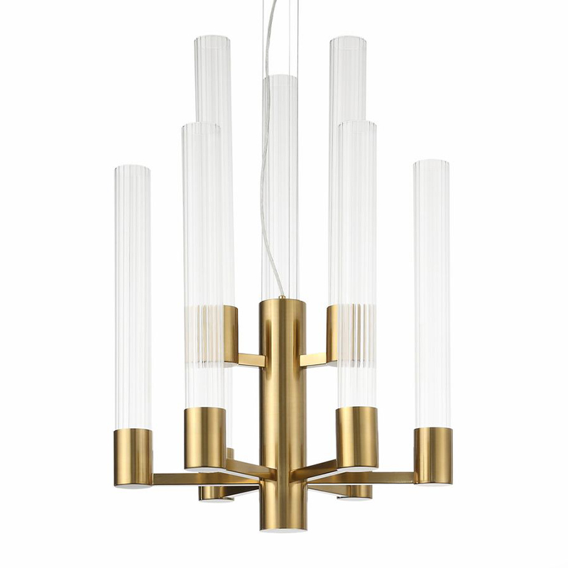 Люстра Jenae Glass Tubes Chandelier 9 Латунь Прозрачное Стекло Люстра Jenae Glass Tubes Chandelier 9 Латунь Прозрачное Стекло в Костроме | Loft Concept