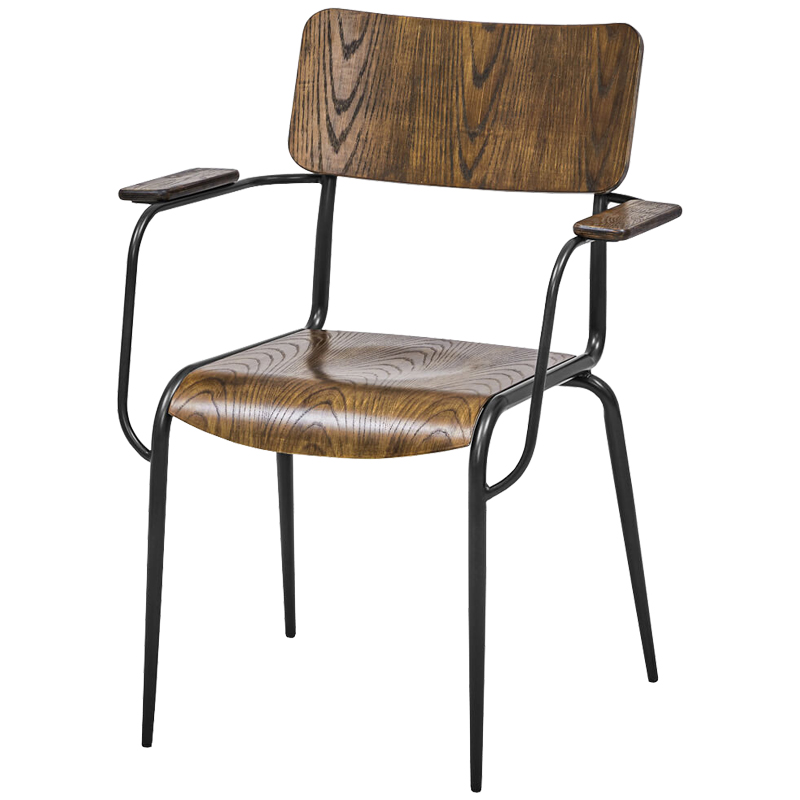Стул с подлокотниками Joshua Loft Stool with armrests Коричневый Черный Стул с подлокотниками Joshua Loft Stool with armrests Коричневый Черный в Костроме | Loft Concept