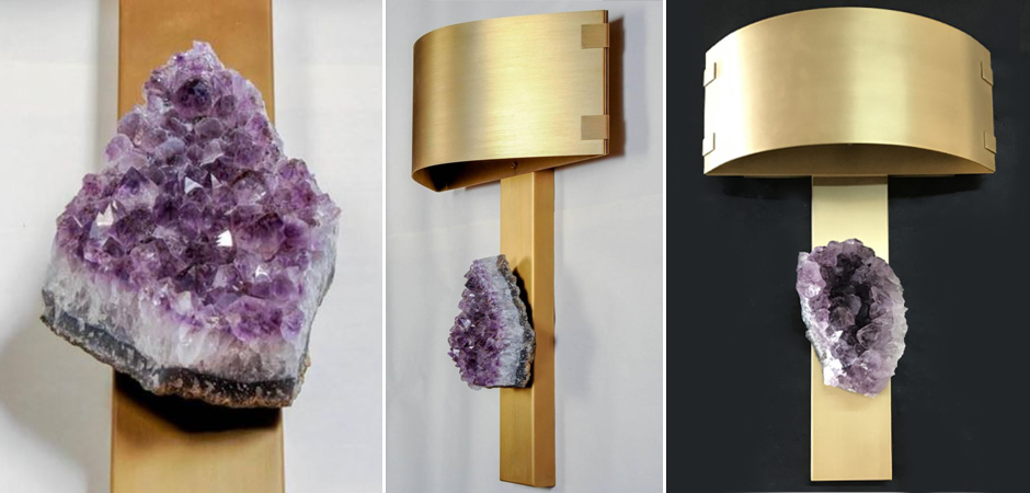 Бра Natural Amethyst and Curved Shades Wall Lamp Бра Natural Amethyst and Curved Shades Wall Lamp - Loft-Concept в Костроме