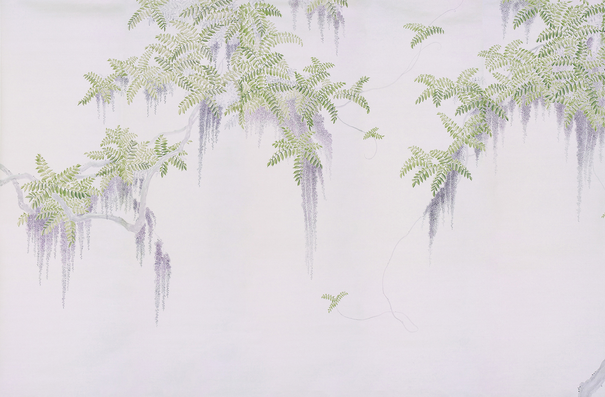 Обои в японском стиле Wisteria Lavender on Lilac Mica metallic Xuan paper Обои в японском стиле Wisteria Lavender on Lilac Mica metallic Xuan paper - постер Loft-Concept в Костроме