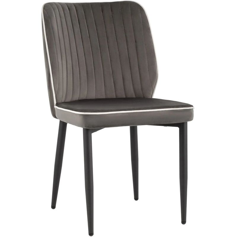 Стул Lawrence Chair Серый Велюр Белый кант Серый Белый Черный Стул Lawrence Chair Серый Велюр Белый кант Серый Белый Черный в Костроме | Loft Concept