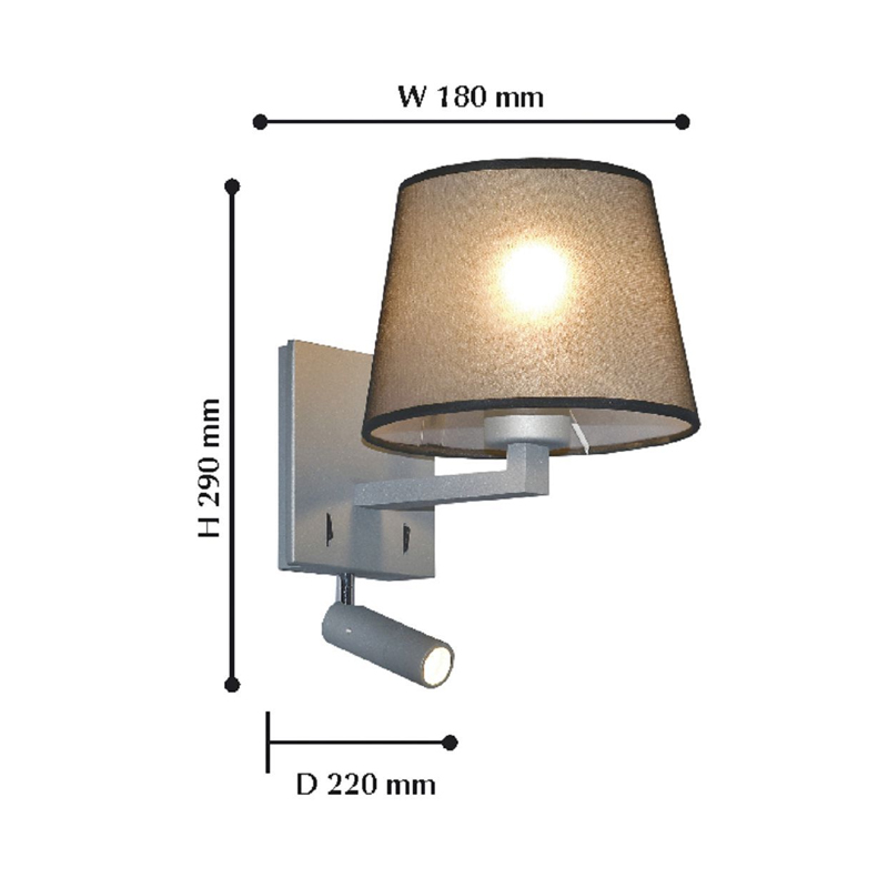 Бра с абажуром и поворотным спотом Trumpet Lamp Grey Бра с абажуром и поворотным спотом Trumpet Lamp Grey в Костроме
