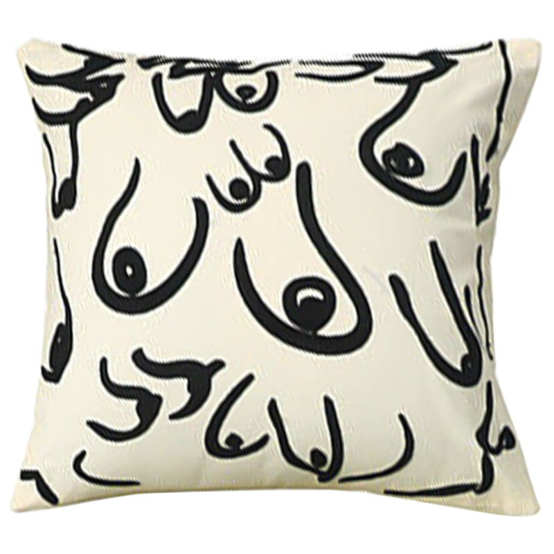 Декоративная подушка Breast Pattern Cushion Белый Черный Декоративная подушка Breast Pattern Cushion Белый Черный в Костроме | Loft Concept