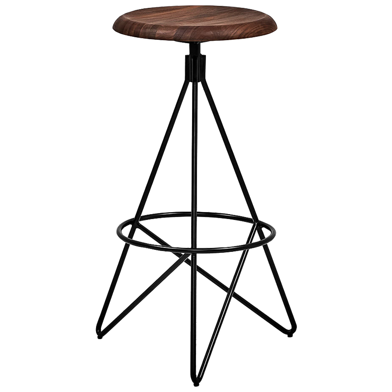 Барный стул Star Loft Stool Черный Коричневый Барный стул Star Loft Stool Черный Коричневый в Костроме | Loft Concept