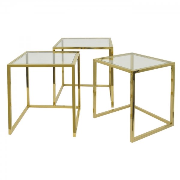 Набор из 3-х столов Goldika Table Глянцевое золото Набор из 3-х столов Goldika Table Глянцевое золото в Костроме | Loft Concept
