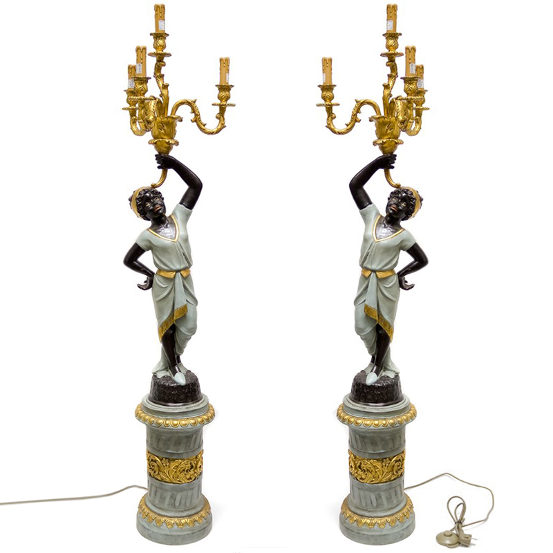 Торшер Girl With Candlestick Черный Бронза Голубой пастельный Торшер Girl With Candlestick Черный Бронза Голубой пастельный в Костроме | Loft Concept