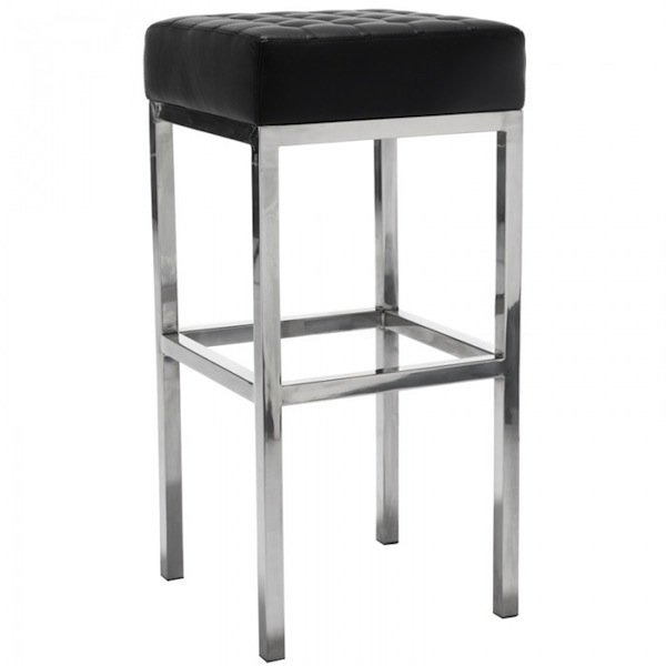Барный стул Florence Knoll Bar Stool Черный Серебряный Барный стул Florence Knoll Bar Stool Черный Серебряный в Костроме | Loft Concept