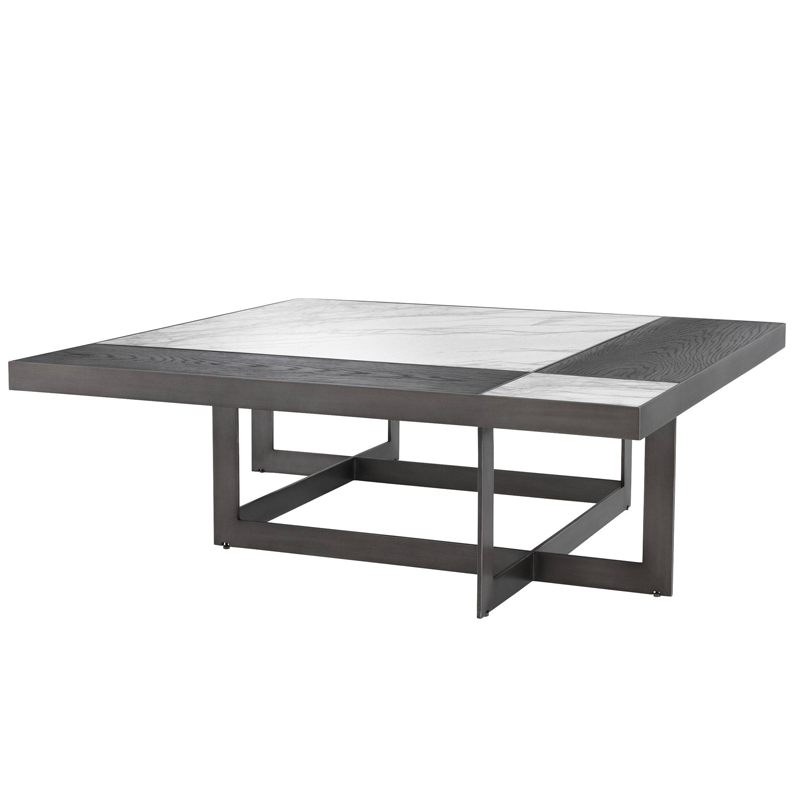 Кофейный стол Eichholtz Coffee Table Hermoza Мокко Белый Мрамор Bianco Темная бронза Кофейный стол Eichholtz Coffee Table Hermoza Мокко Белый Мрамор Bianco Темная бронза в Костроме | Loft Concept