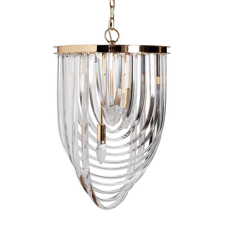 Люстра Retro FROZEN GLASS gold 3 lamp Глянцевое золото Люстра Retro FROZEN GLASS gold 3 lamp Глянцевое золото в Костроме | Loft Concept