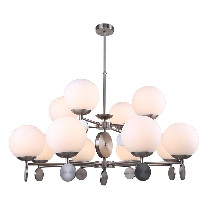 Люстра Kyran Nickel Chandelier 12 Никель Белый Люстра Kyran Nickel Chandelier 12 Никель Белый в Костроме | Loft Concept