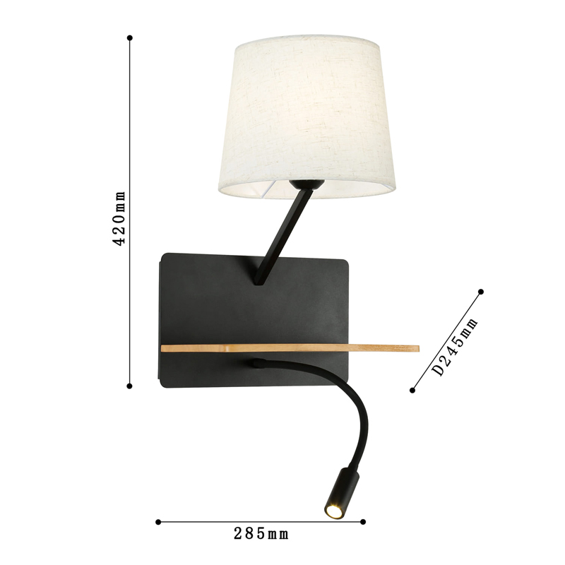 Бра с абажуром и гибким спотом Trumpet Wall Black USB Бра с абажуром и гибким спотом Trumpet Wall Black USB в Костроме
