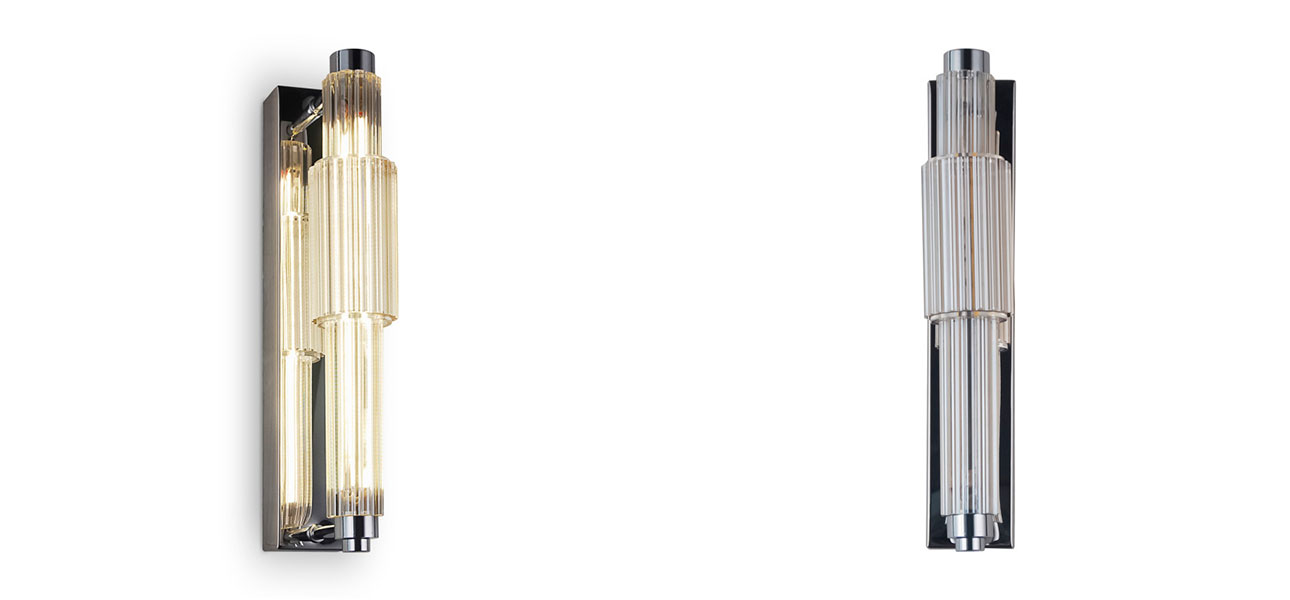 Бра с вертикальным узким плафоном Fuse Crystal Beige - фото