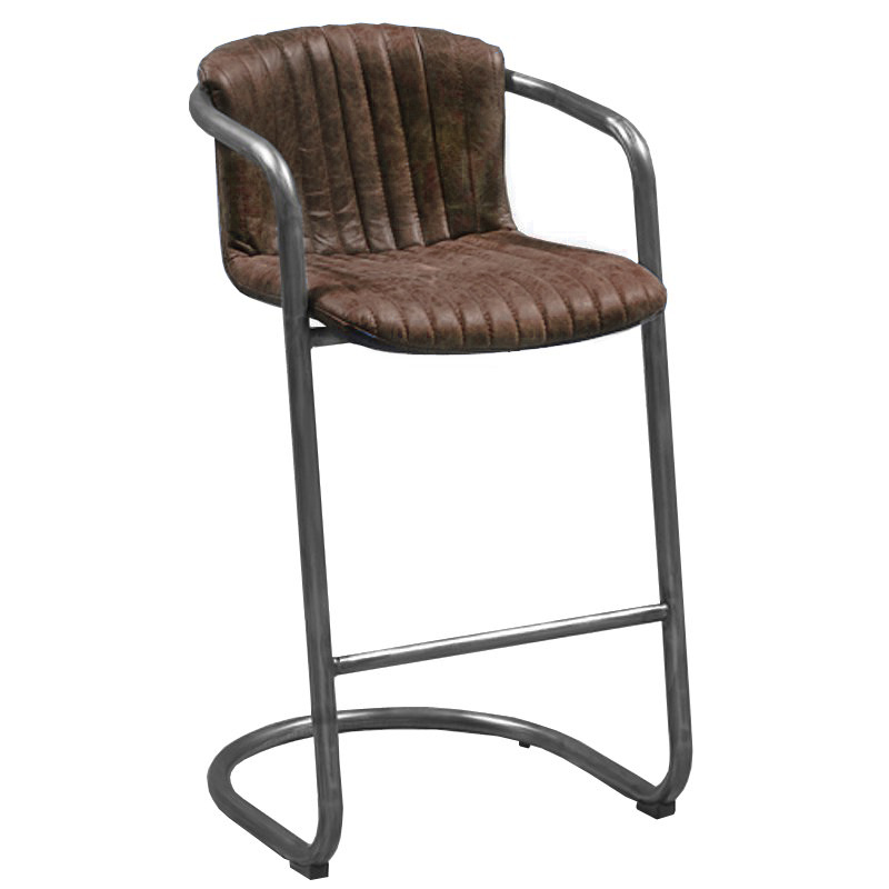 Барный стул Desmond bar stool LEATHER Brown Коричневый винтаж Графитовый Барный стул Desmond bar stool LEATHER Brown Коричневый винтаж Графитовый в Костроме | Loft Concept
