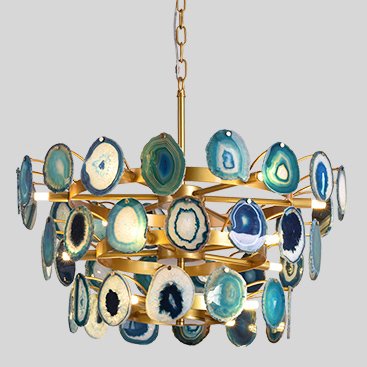 Люстра Agate Burst Chandelier 3 Round blue Зеленый Золотой Люстра Agate Burst Chandelier 3 Round blue Зеленый Золотой в Костроме | Loft Concept
