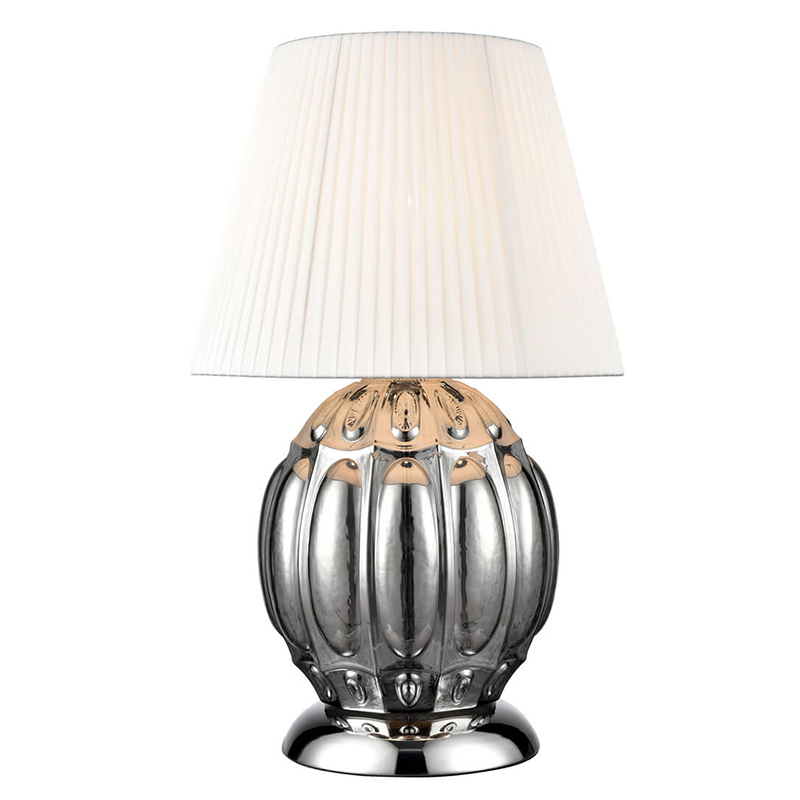 Настольная лампа ХРОМ Hailey Chrome Table Lamp Прозрачное Стекло Белый Темный хром Настольная лампа ХРОМ Hailey Chrome Table Lamp Прозрачное Стекло Белый Темный хром в Костроме | Loft Concept