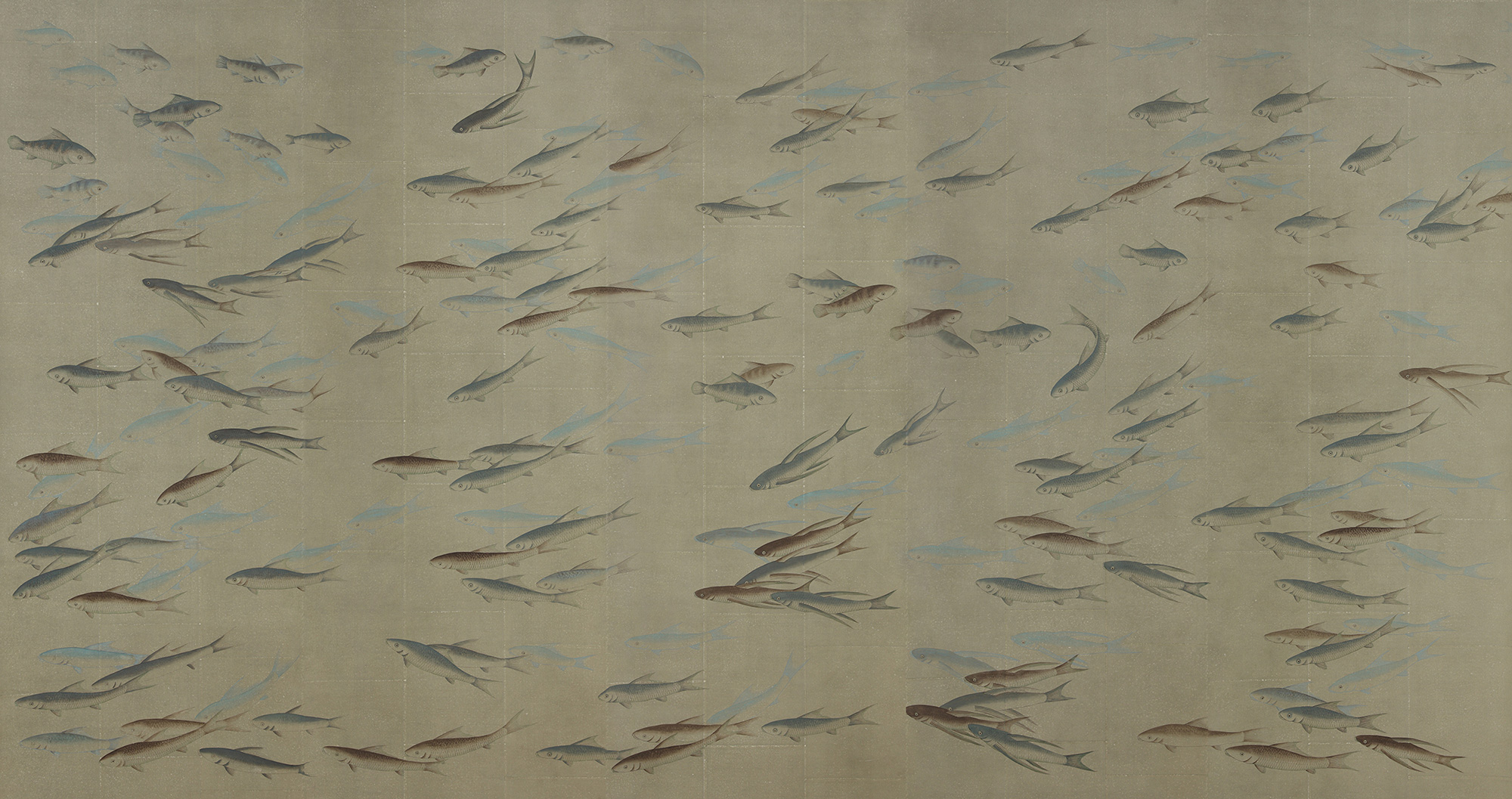 Обои ручная роспись Fishes Special Colourway on Lead Grey India tea paper Обои ручная роспись Fishes Special Colourway on Lead Grey India tea paper - постер Loft-Concept в Костроме