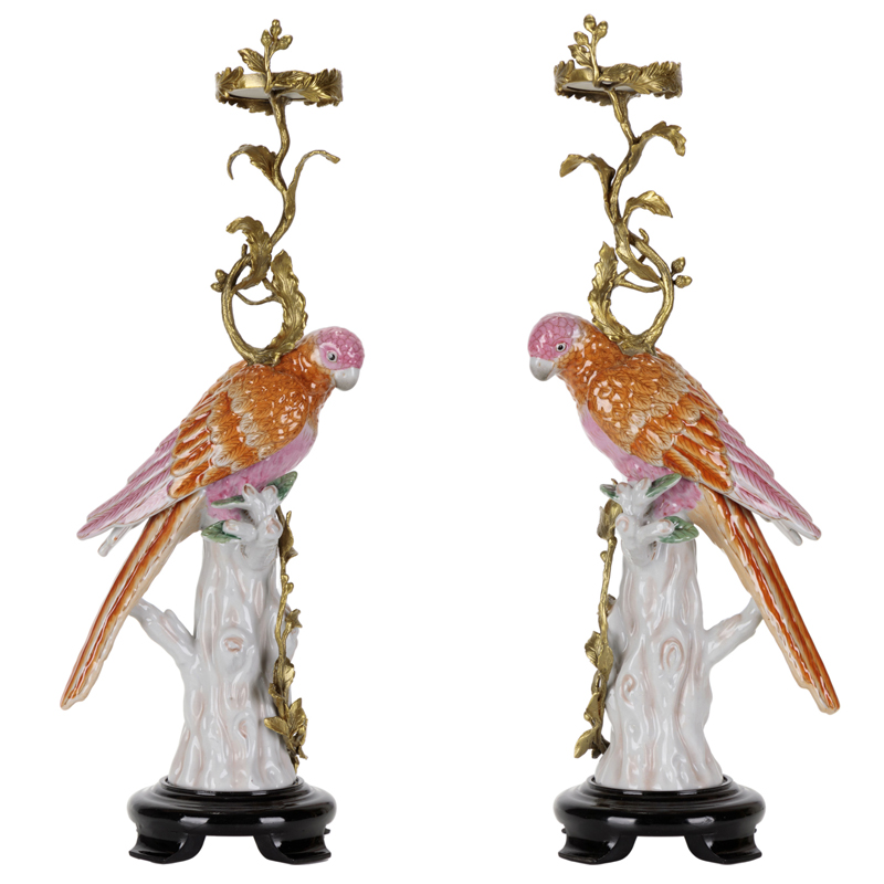 Подсвечник Pink Red Parrot L or R Бронза Белый Розовый Красный Подсвечник Pink Red Parrot L or R Бронза Белый Розовый Красный в Костроме | Loft Concept