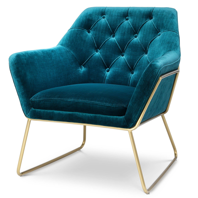 Кресло Eichholtz Chair Court Синий Матовая латунь Кресло Eichholtz Chair Court Синий Матовая латунь в Костроме | Loft Concept