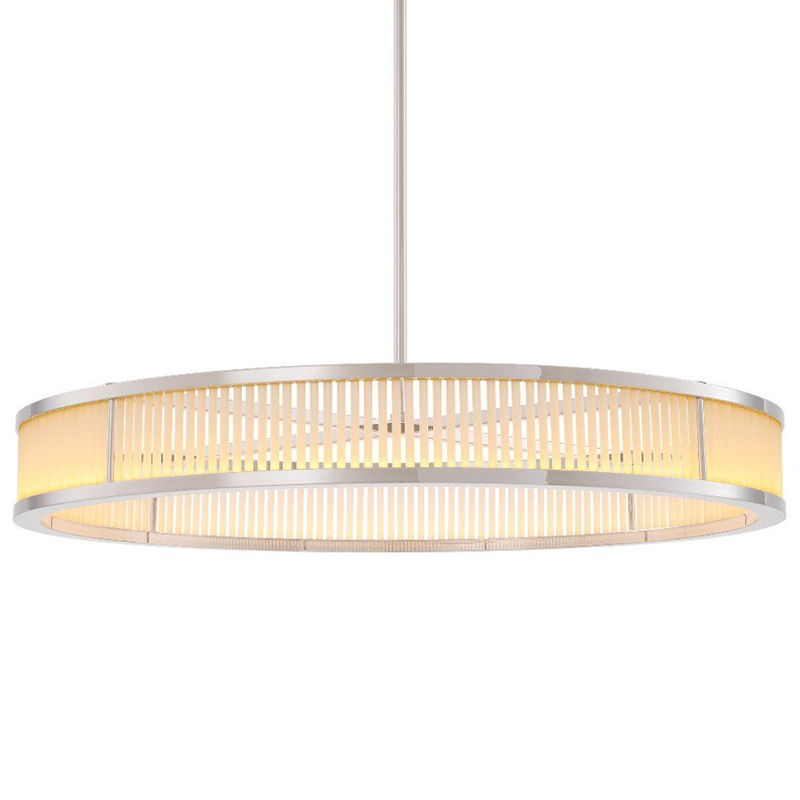 Люстра Eichholtz Chandelier Thibaud L Nickel Никель Белое матовое стекло в Костроме | Loft Concept 