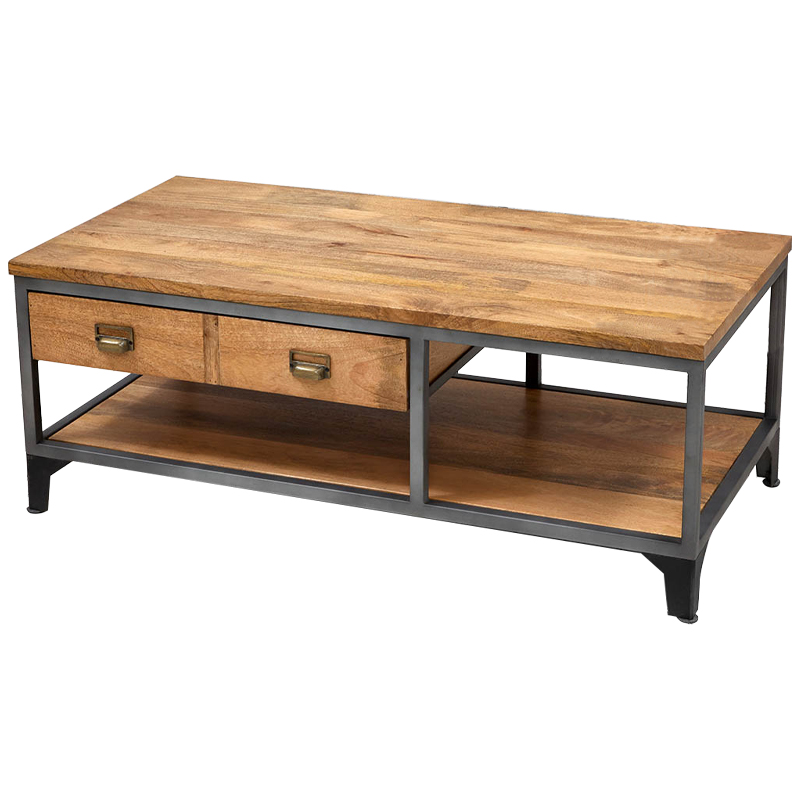 Кофейный стол в стиле лофт Russell Coffee Table Древесина Графит Латунь Кофейный стол в стиле лофт Russell Coffee Table Древесина Графит Латунь в Костроме | Loft Concept