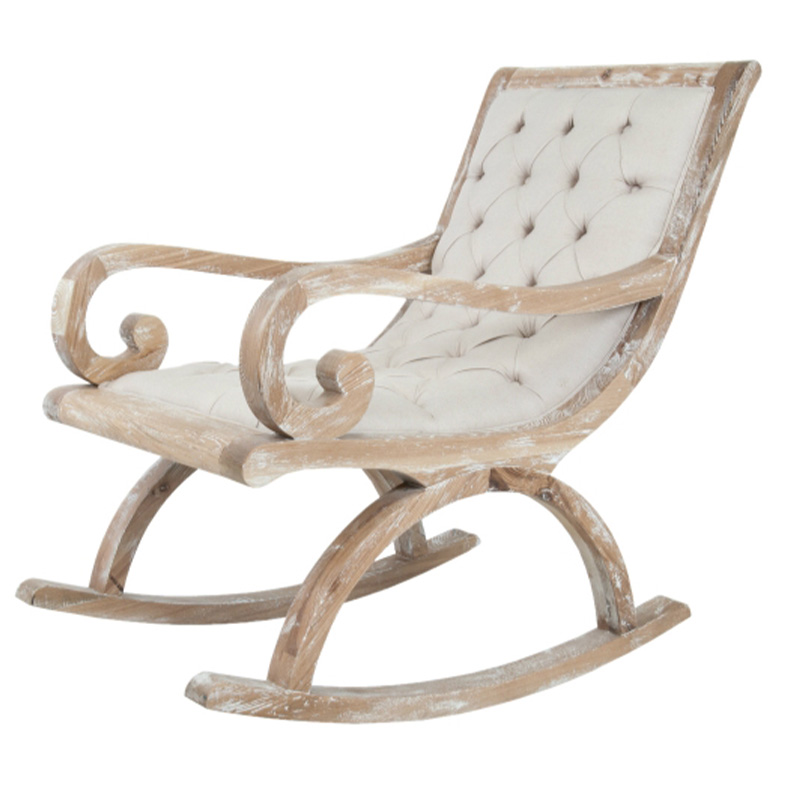Кресло-качалка с мягкой обивкой из льна Ella Armchair beige Бежевый Коричневый Кресло-качалка с мягкой обивкой из льна Ella Armchair beige Бежевый Коричневый в Костроме | Loft Concept