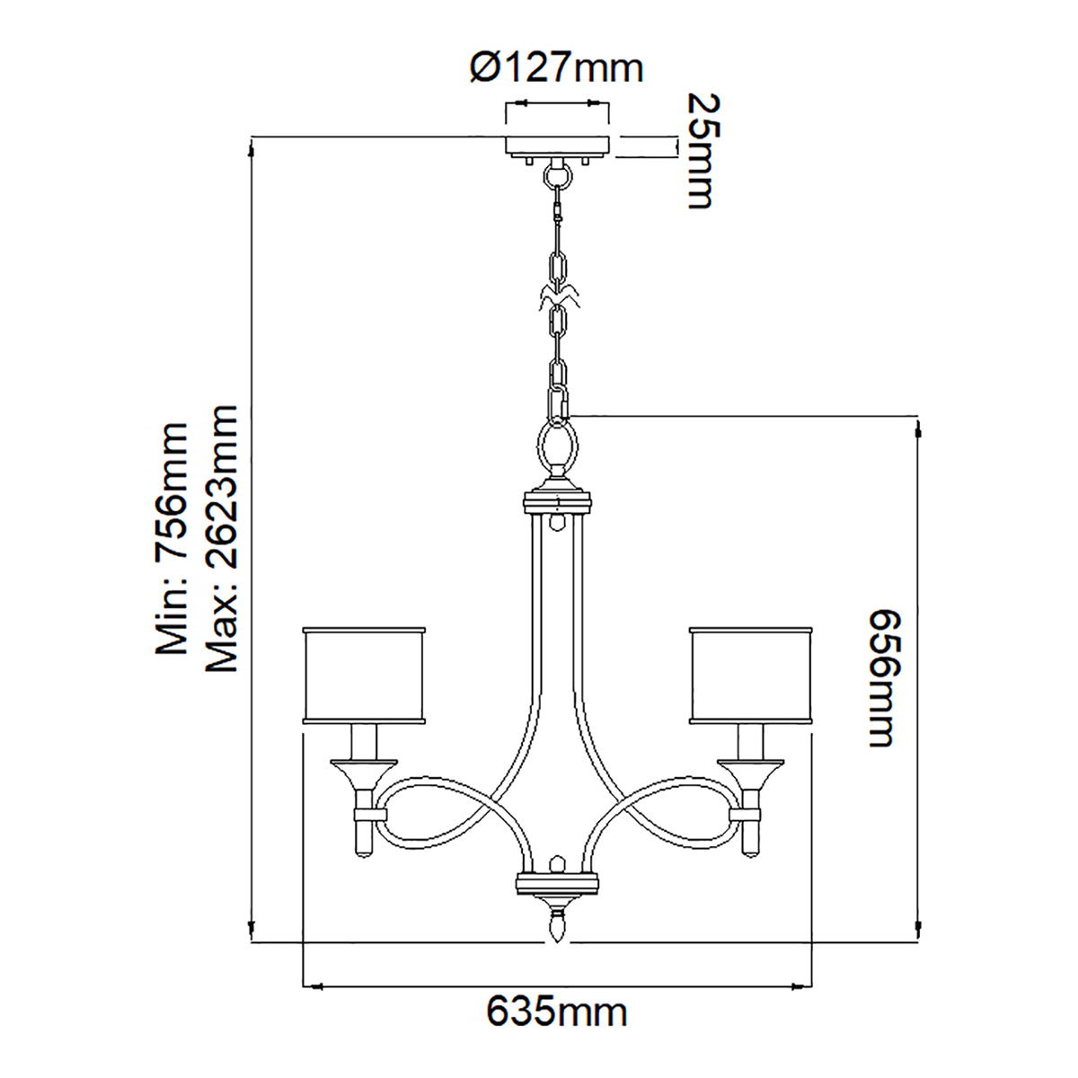 Люстра с белыми тканевыми абажурами в прозрачных стеклянных цилиндрах Kichler в Костроме