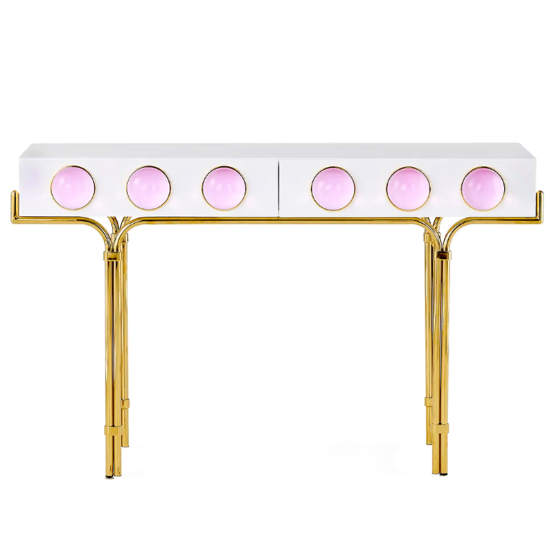 Консоль Globo Console Розовый цвет Белый Розовый Золотой Консоль Globo Console Розовый цвет Белый Розовый Золотой в Костроме | Loft Concept