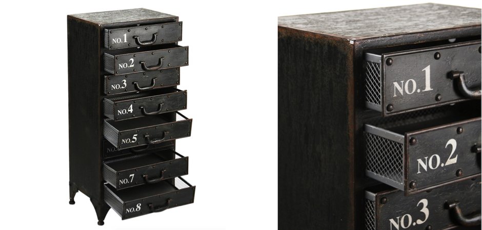 Комод металлический в стиле Лофт Industrial Loft Rustic Iron 8 Drawer Dresser Комод металлический в стиле Лофт Industrial Loft Rustic Iron 8 Drawer Dresser - Loft-Concept в Костроме