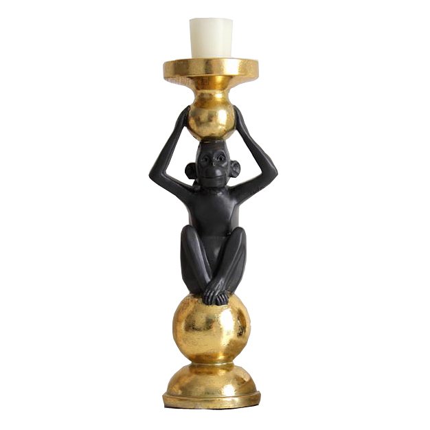 Подсвечник Black Monkey Черный Золотой Подсвечник Black Monkey Черный Золотой в Костроме | Loft Concept