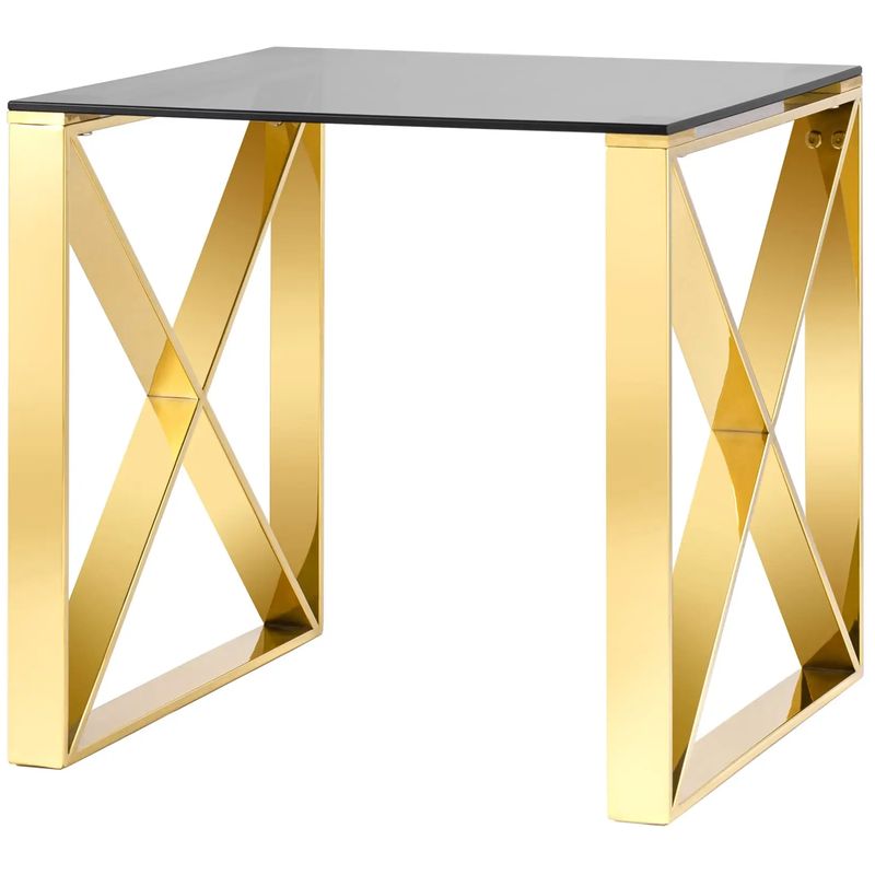 Стол приставной Lannes Collection Gold Золотой Стекло Смок Стол приставной Lannes Collection Gold Золотой Стекло Смок в Костроме | Loft Concept