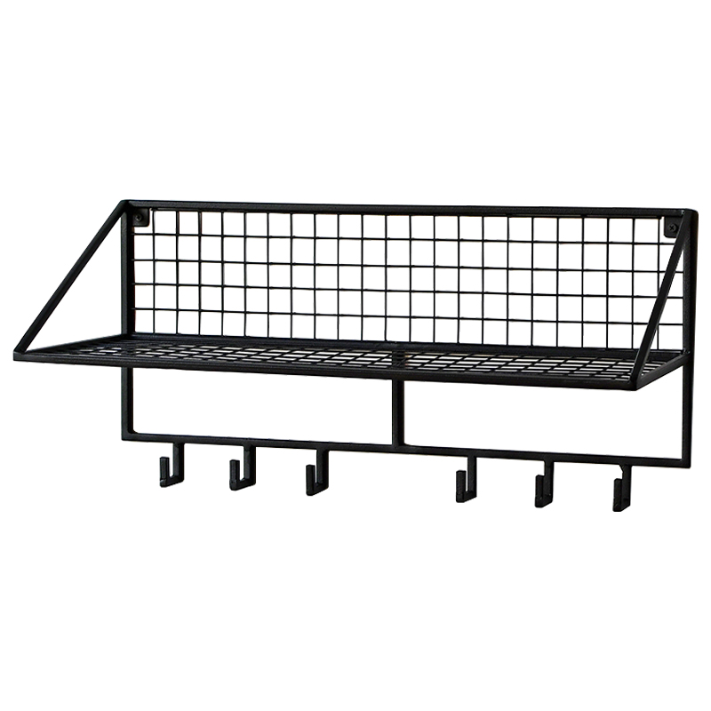 Вешалка с полкой Rhian Industrial Metal Rust Shelf Black S Черный Вешалка с полкой Rhian Industrial Metal Rust Shelf Black S Черный в Костроме | Loft Concept
