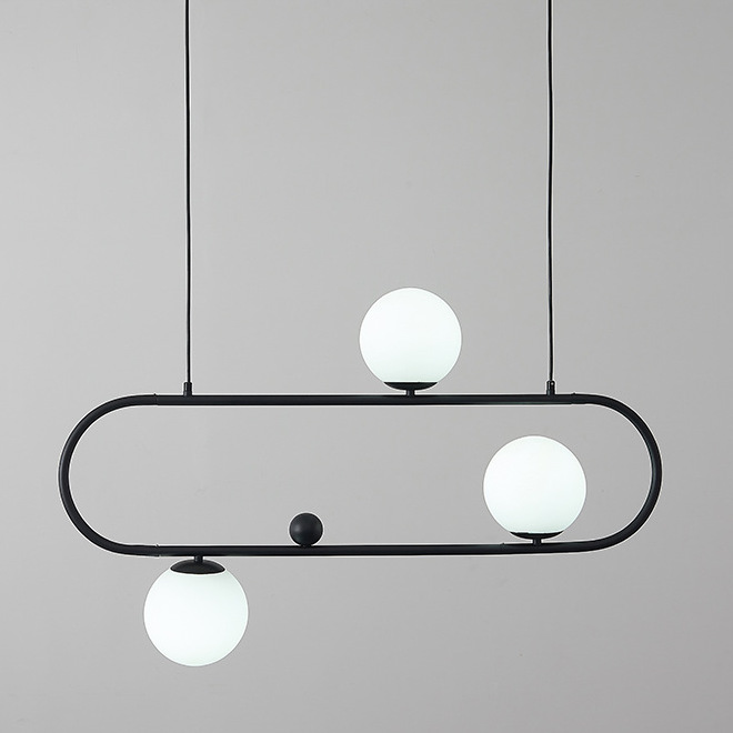 Люстра Horizontal Balls Balance Black 3 Черный Белый Люстра Horizontal Balls Balance Black 3 Черный Белый в Костроме | Loft Concept