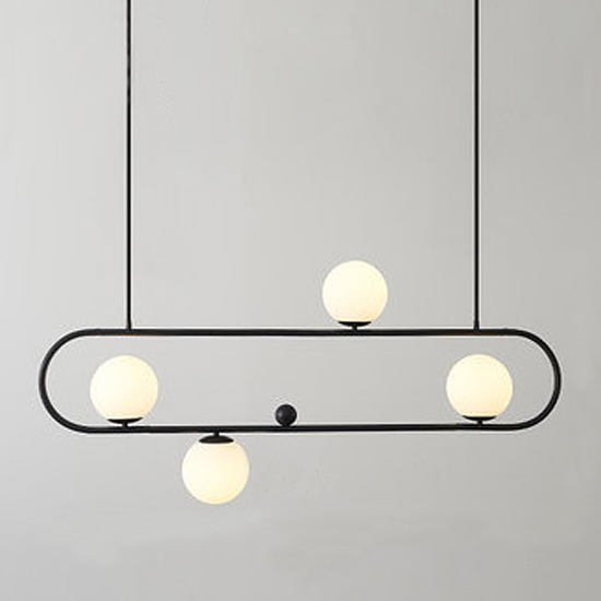 Люстра Horizontal Balls Balance Black 4 Черный Белый в Костроме | Loft Concept 