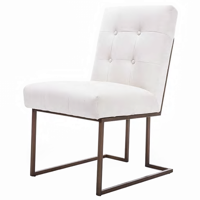 Стул обеденный Burleigh Dining Chair Pearl Iron Белый Коричневый Стул обеденный Burleigh Dining Chair Pearl Iron Белый Коричневый в Костроме | Loft Concept