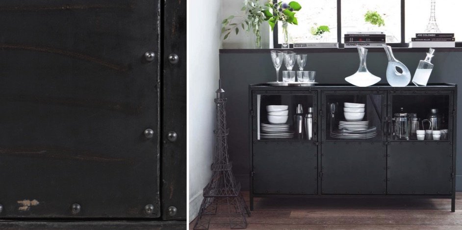 Буфет в стиле Лофт черный Industrial Vitre Big Buffet Буфет в стиле Лофт черный Industrial Vitre Big Buffet - Loft-Concept в Костроме