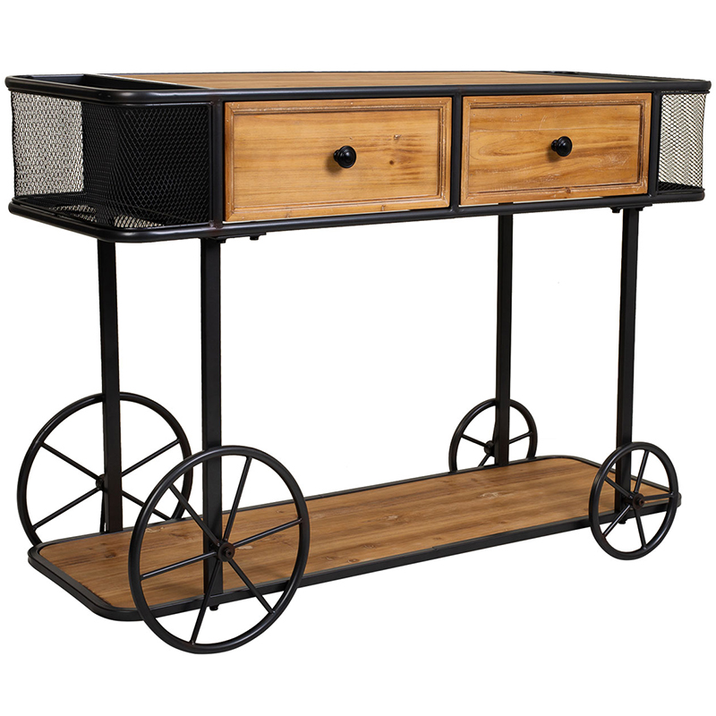 Консоль на колесах c 2-мя выдвижными ящиками Cabrera Console Древесина Черный Консоль на колесах c 2-мя выдвижными ящиками Cabrera Console Древесина Черный в Костроме | Loft Concept