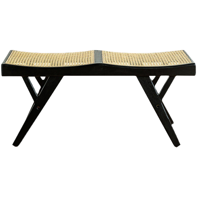 Банкетка Rattan Comfortable Bedend Stool Черный Бежевый Банкетка Rattan Comfortable Bedend Stool Черный Бежевый в Костроме | Loft Concept