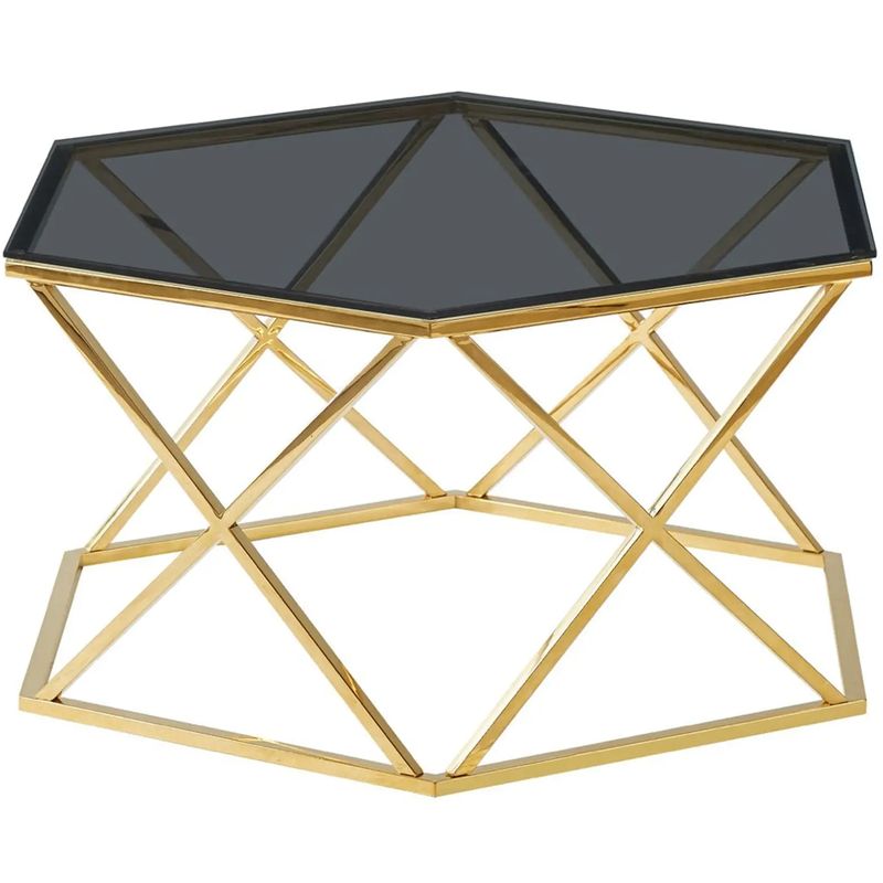 Столик кофейный Ormando Collection Gold №1 Глянцевое золото Стекло Смок Столик кофейный Ormando Collection Gold №1 Глянцевое золото Стекло Смок в Костроме | Loft Concept