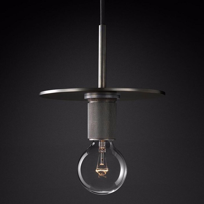 Подвесной светильник RH Utilitaire Disk Shade Pendant Black Темная бронза Прозрачное Стекло Подвесной светильник RH Utilitaire Disk Shade Pendant Black Темная бронза Прозрачное Стекло в Костроме | Loft Concept